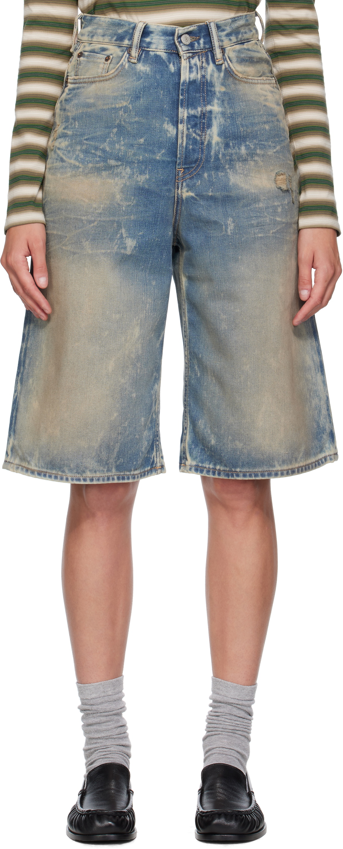Acne Studios Blue Loose-Fit Denim Shorts