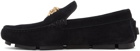 Versace Black Suede 'La Medusa' Loafers
