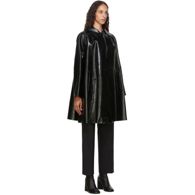 MM6 Maison Margiela Black Pleather Oversize Coat MM6 Maison Margiela