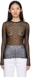 BONBOM Black Mesh Long Sleeve T-Shirt