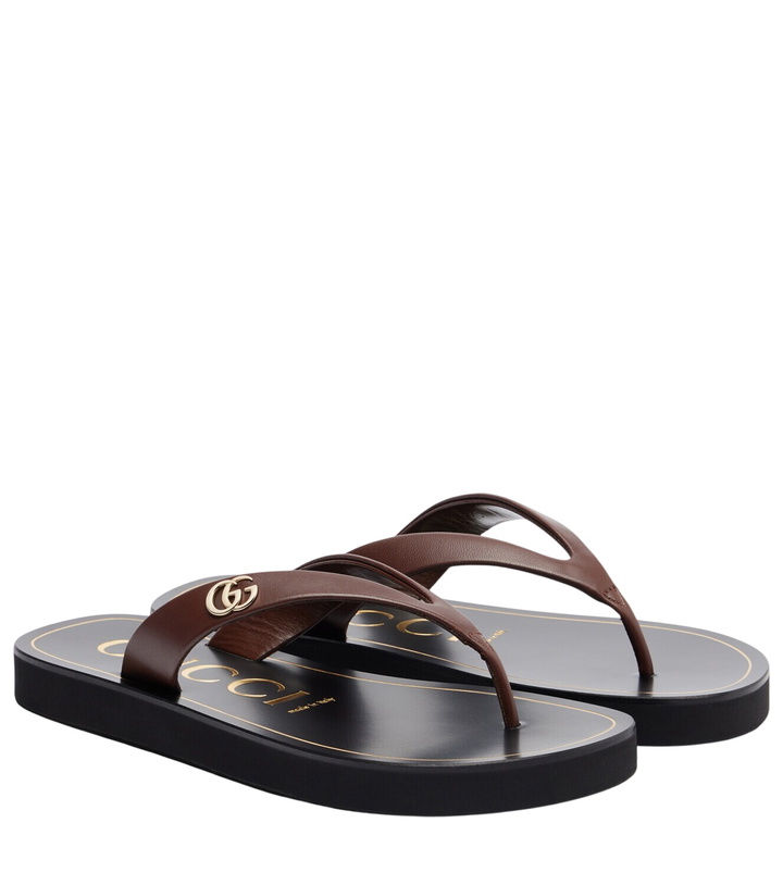 Photo: Gucci Mila Double G leather thong sandals