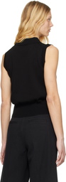Nothing Written Black Knit Sleeveless Polo