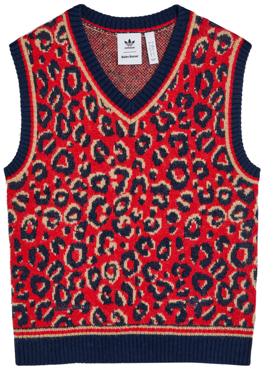 Adidas X Wales Bonner Leopard-intarsia Knit Vest Multicoloured
