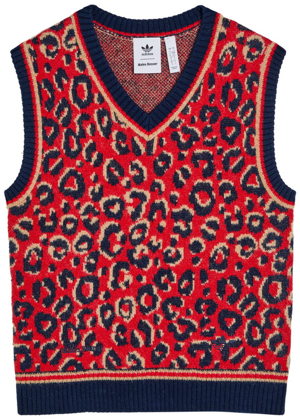 Photo: Adidas X Wales Bonner Leopard-intarsia Knit Vest Multicoloured