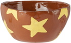 Harlie Brown Studio SSENSE Exclusive Brown & Yellow Stars Delight Cereal Bowl