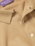 Ralph Lauren Purple label - Logo-Embroidered Wool-Piqué Polo Shirt - Brown