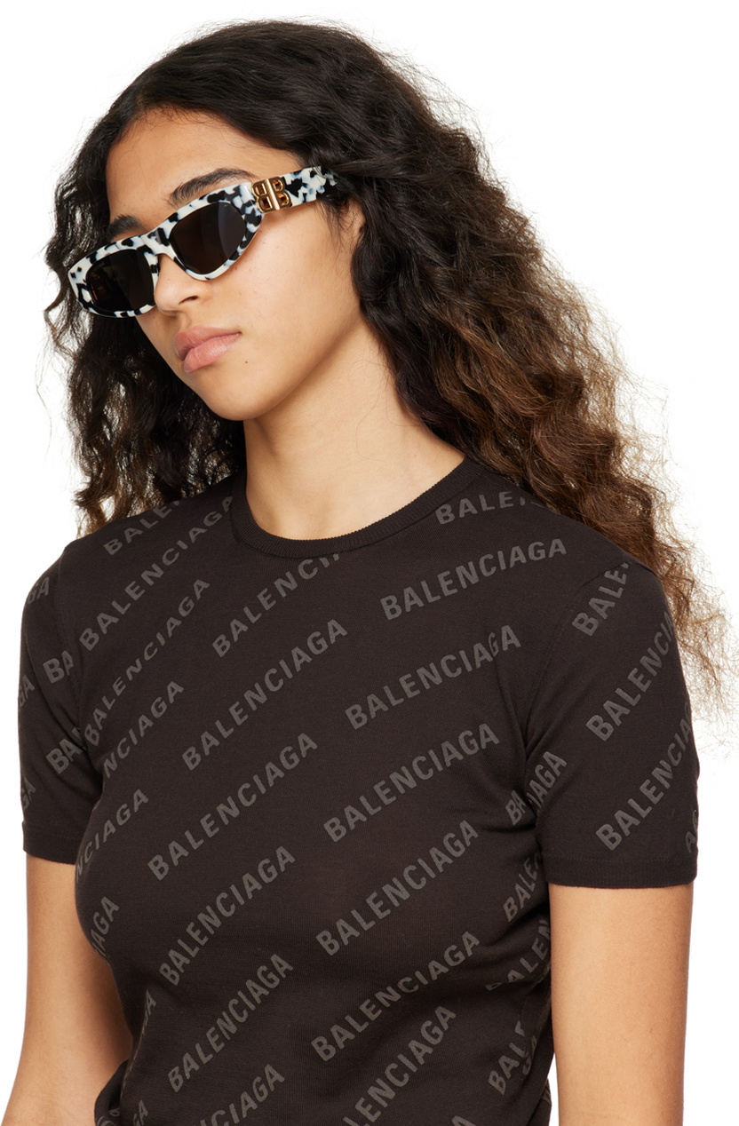 Balenciaga Black & White Dynasty D-Frame Sunglasses Balenciaga