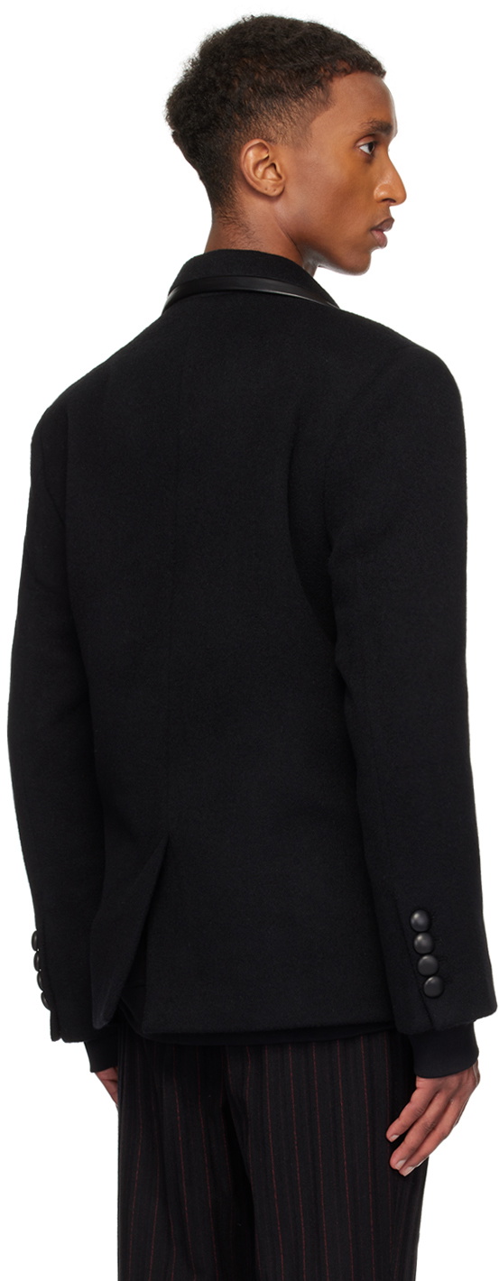 Ernest W. Baker Black Leather Trim Single Breasted Blazer