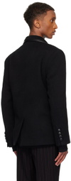 Ernest W. Baker Black Leather Trim Single Breasted Blazer