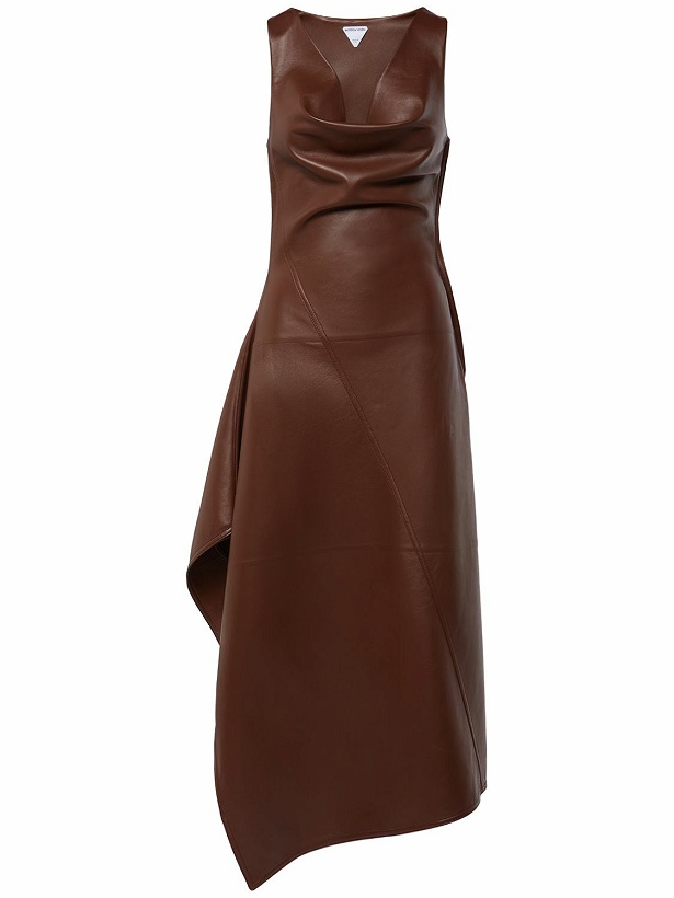 Photo: BOTTEGA VENETA - Leather Asymmetric Midi Dress
