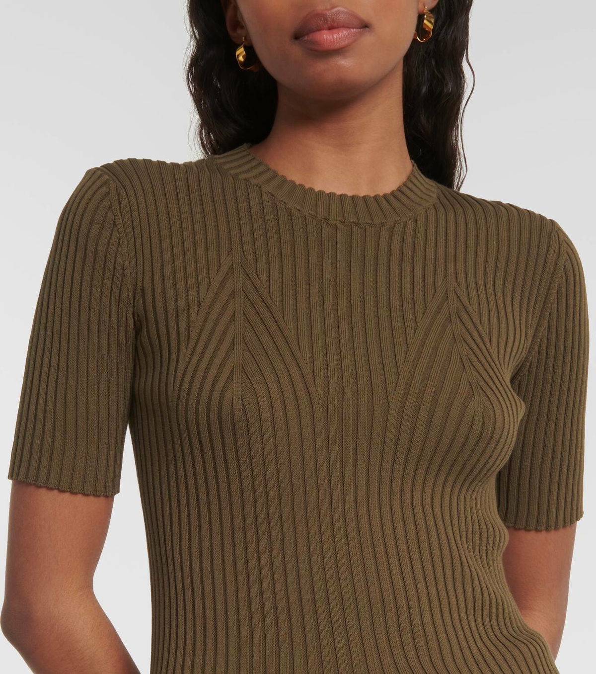 Tod's Short-sleeve ribbed-knit cotton top