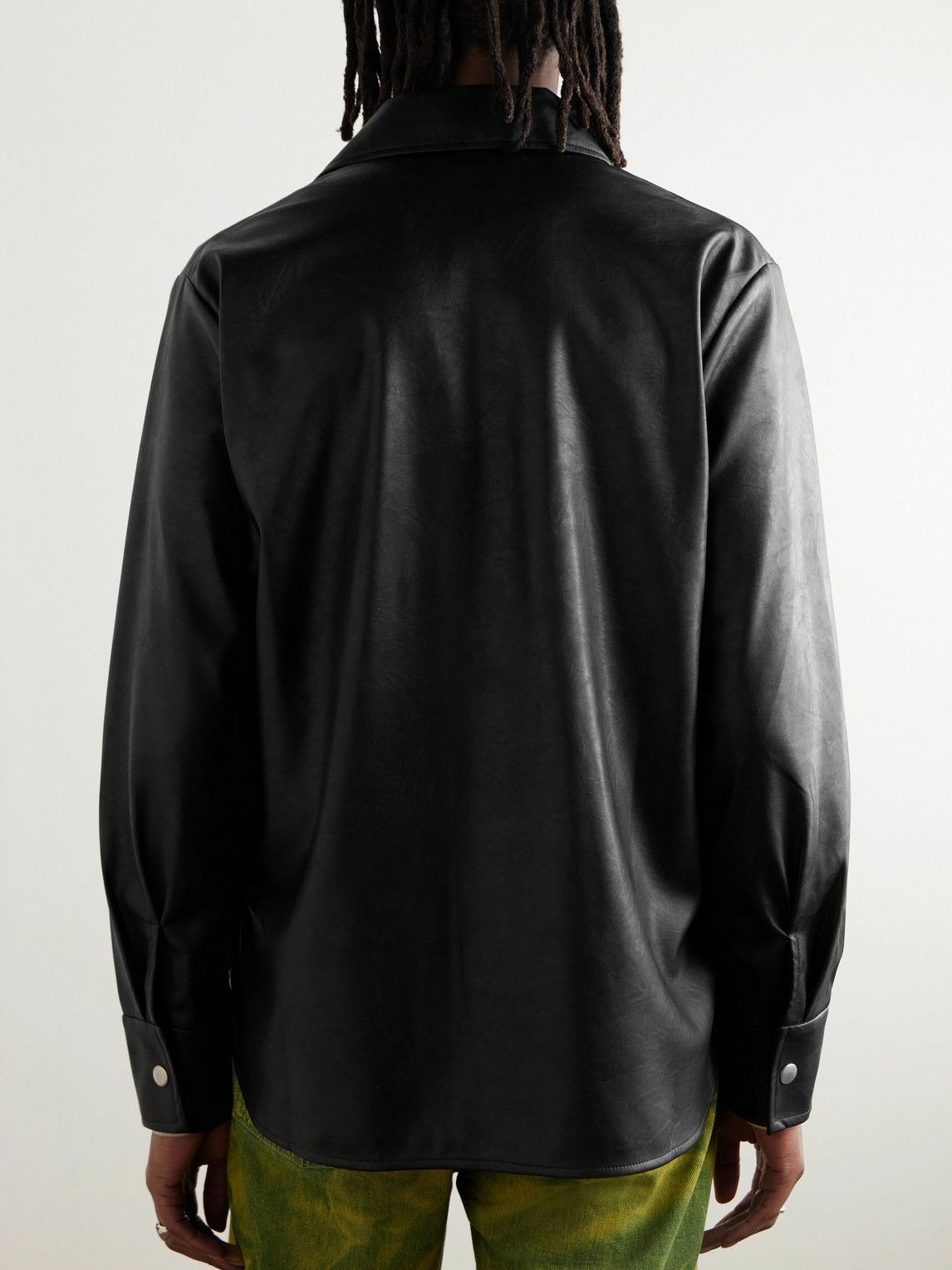 Séfr - Rainier Faux Leather Overshirt - Black Séfr