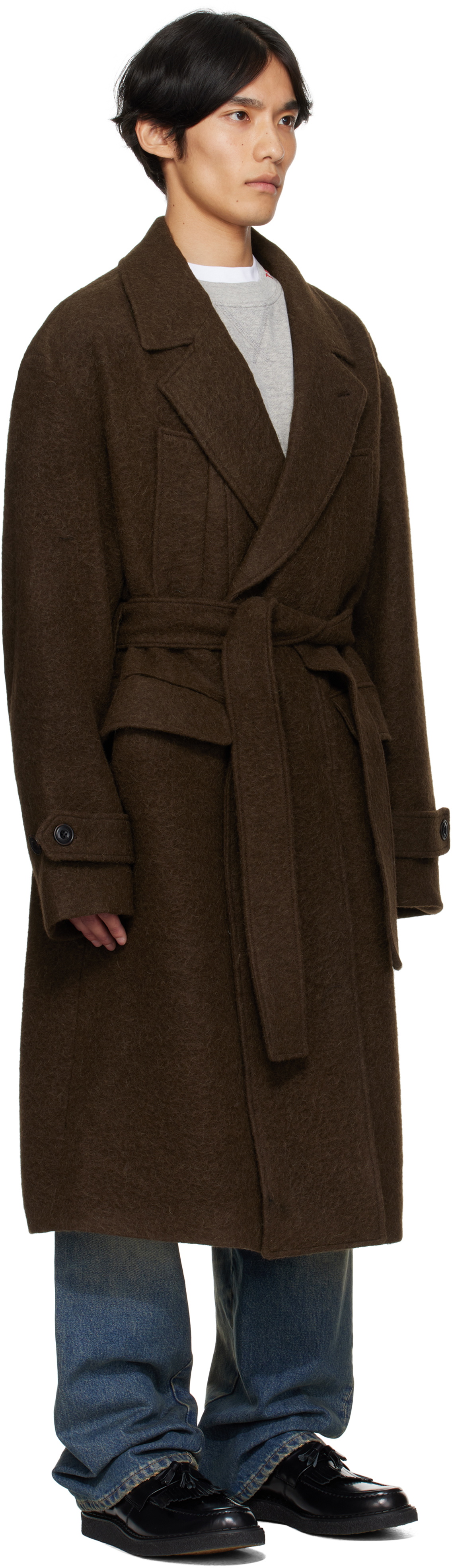 Andersson Bell Brown Mattia Shaggy Wool Robe Coat
