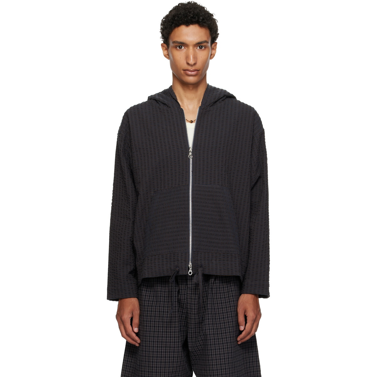Cawley Brown & Navy Zip Up Hoodie