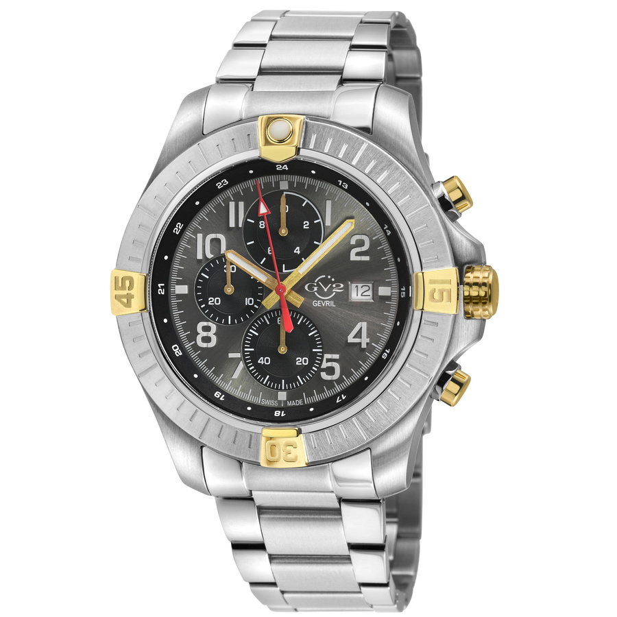 GV2 by Gevril T38 Chronograph Quartz Grey Dial Mens Watch 42803B
