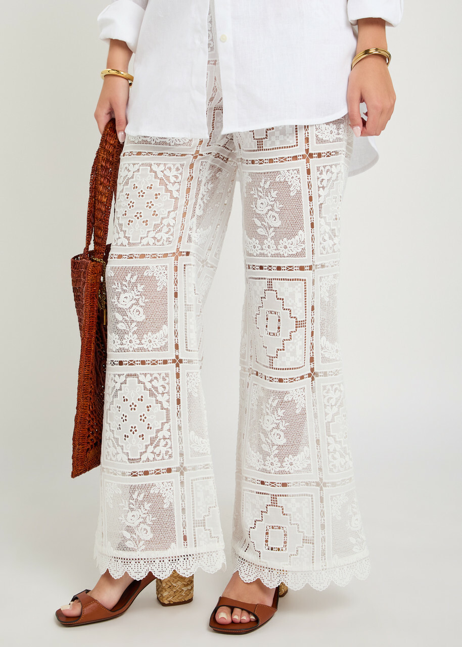 Zimmermann Aster Embroidered Lace Trousers Ivory