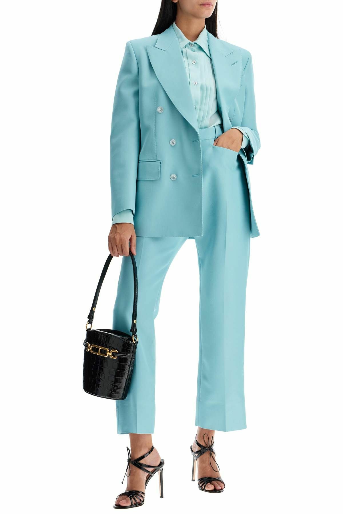 TOM FORD wallis cigarette pants in hopsack fabric Light blue TOM FORD