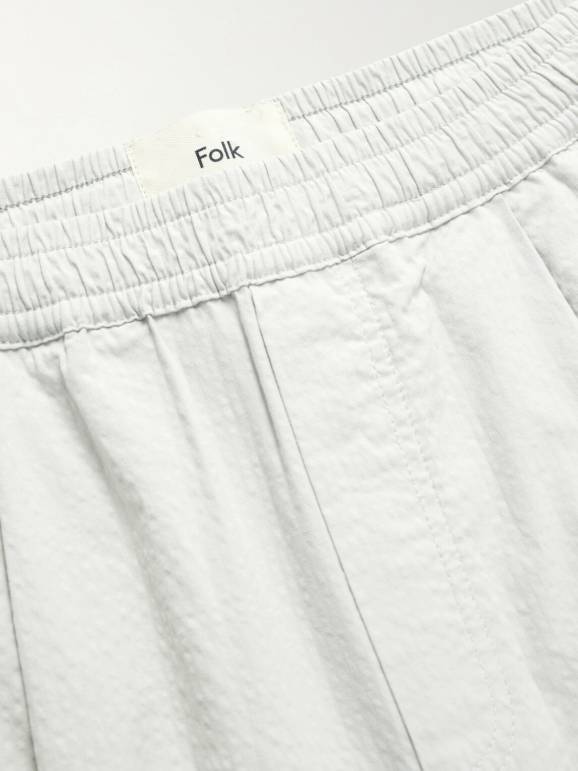 Folk - Straight-Pleated Cotton-Blend Seersucker Trousers - Gray