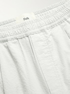 Folk - Straight-Pleated Cotton-Blend Seersucker Trousers - Gray