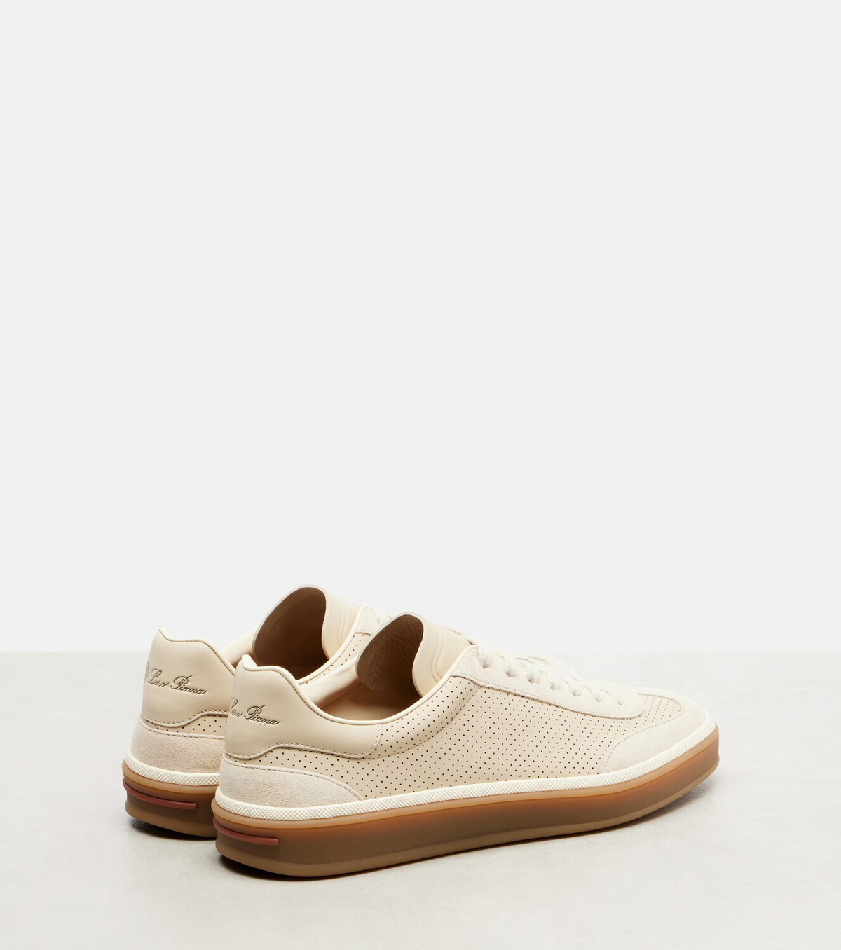 Loro Piana Tennis suede-trimmed leather sneakers