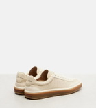 Loro Piana Tennis suede-trimmed leather sneakers