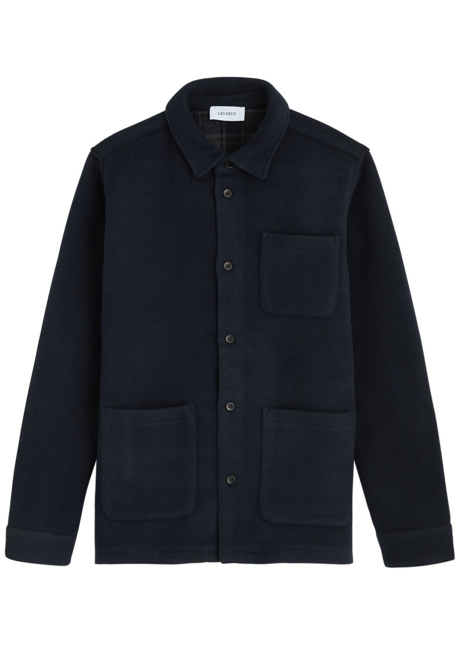 Les Deux Jason Wool-blend Overshirt Navy Les Deux