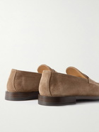 Brunello Cucinelli - Flex Suede Penny Loafers - Neutrals