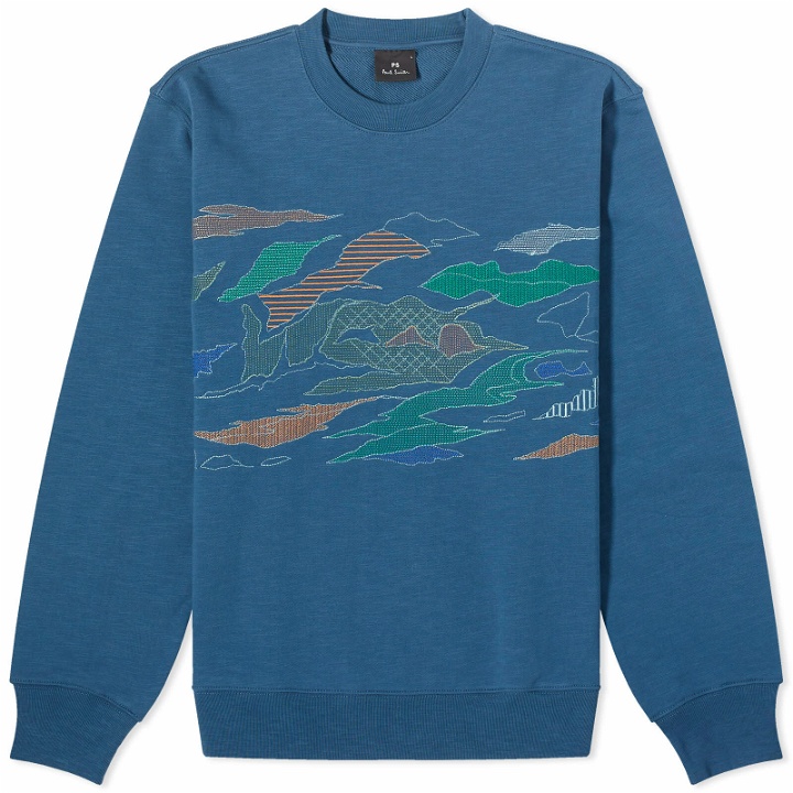Photo: Paul Smith Men's Embroidered Crew Sweat in Blue