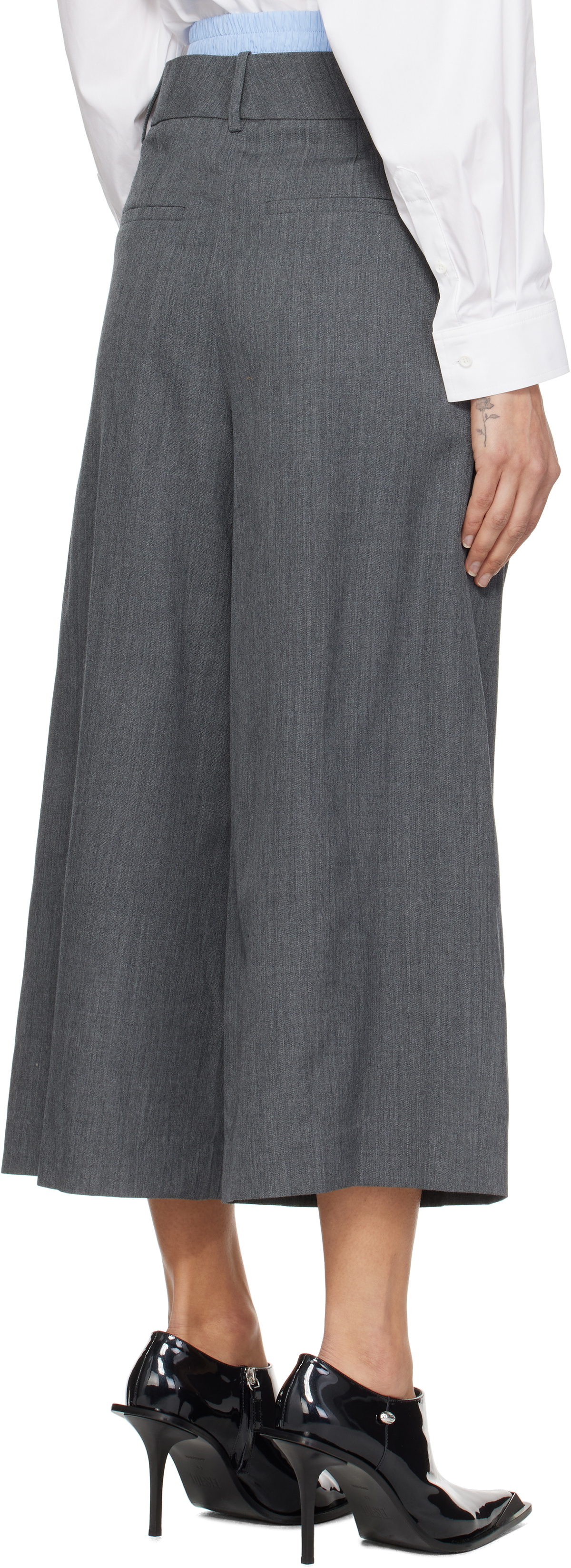 Juun.J Gray Double Waisted Tucked Trousers