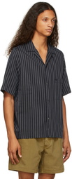 Maison Margiela Navy & White Striped Short Sleeve Shirt