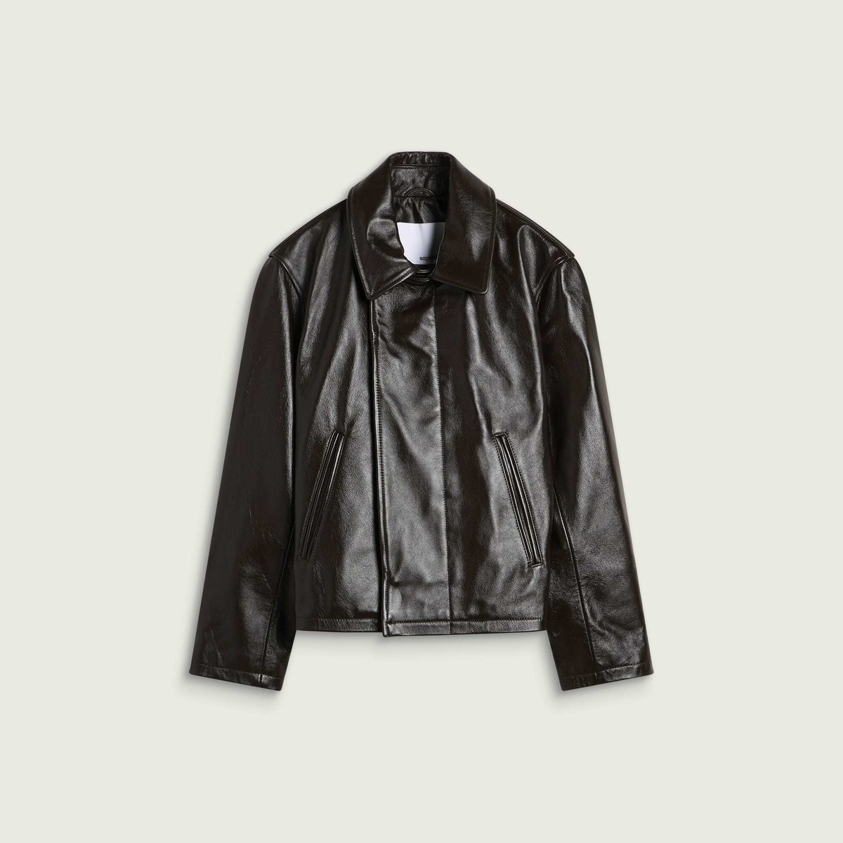 Sage Nation Men's Fold Leather Blouson in Dark Brown