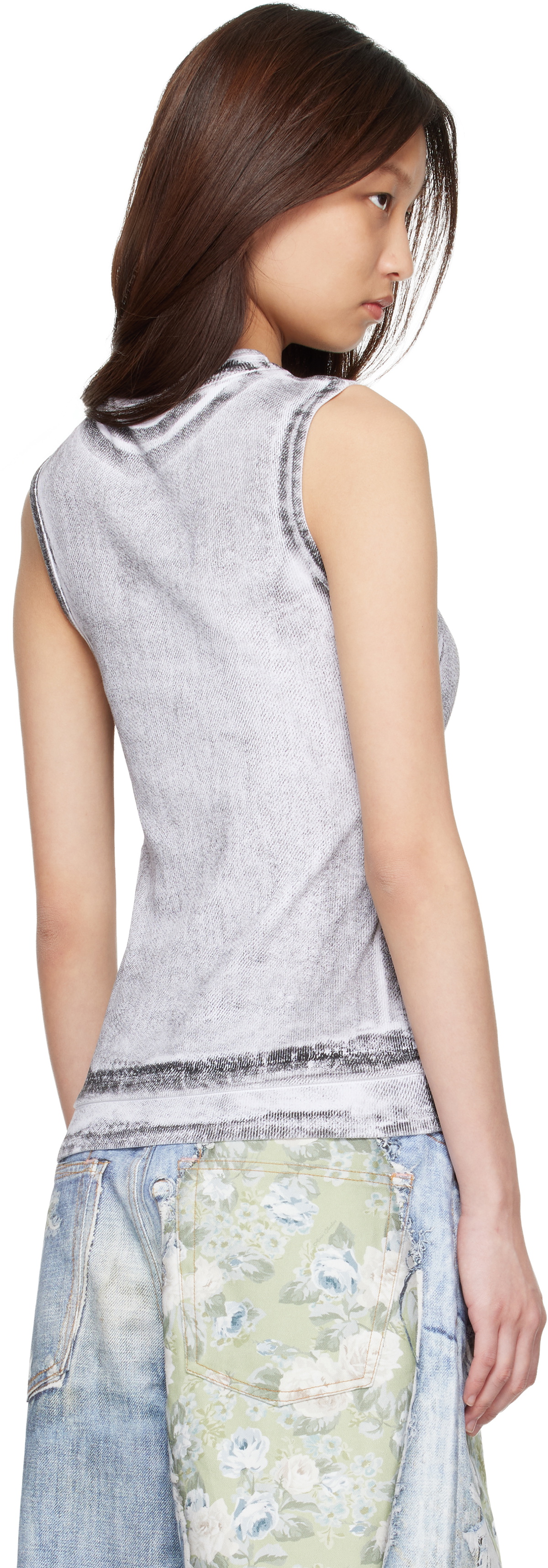 Acne Studios Black & White Layered Logo Tank Top