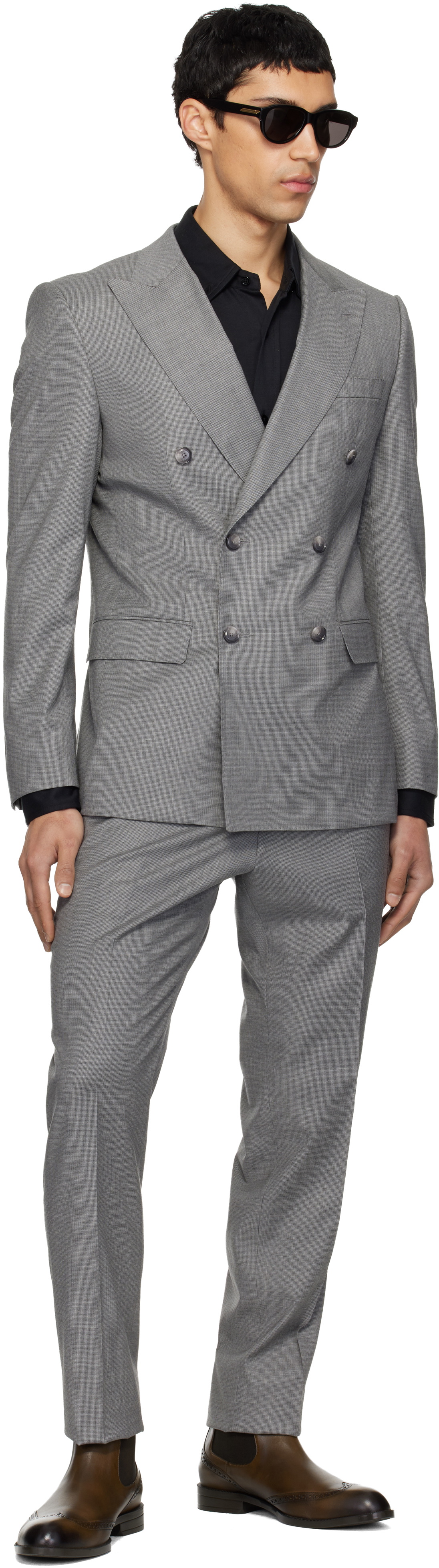 BOSS Gray Houndstooth Suit