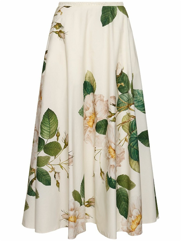 Photo: GIAMBATTISTA VALLI Printed Cotton Poplin Midi Skirt
