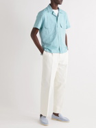 Stoffa - Camp-Collar Linen and Organic Cotton-Blend Shirt - Blue