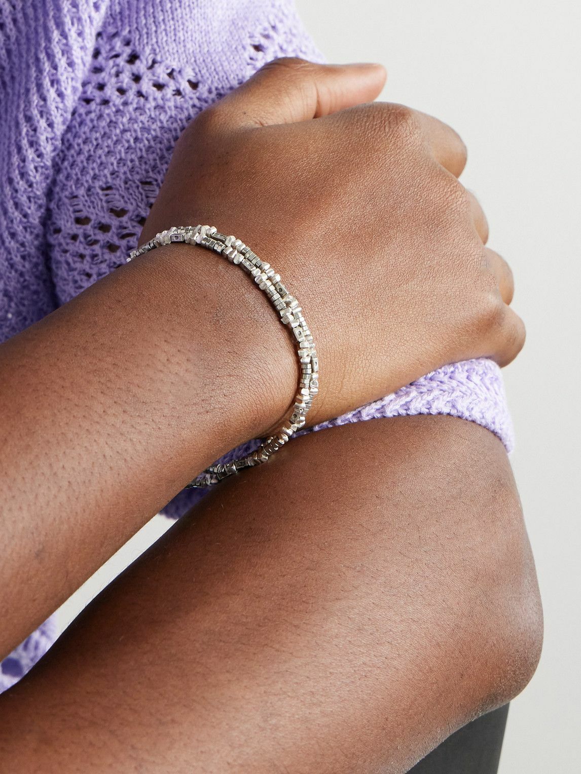 Peyote Bird - Shoreline Porteno Sterling Silver Beaded Wrap Bracelet