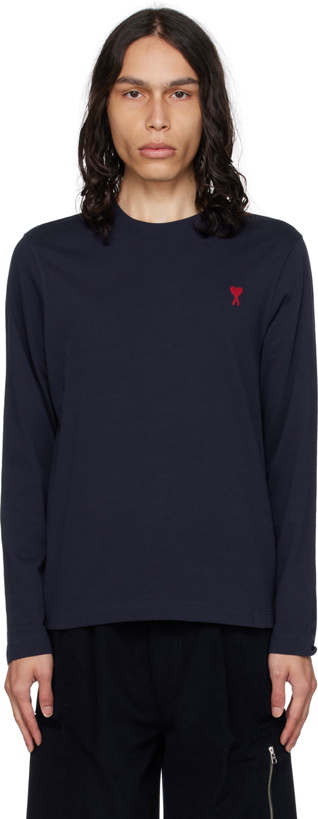 Photo: AMI Paris Navy Ami De Cœur Long Sleeve T-Shirt