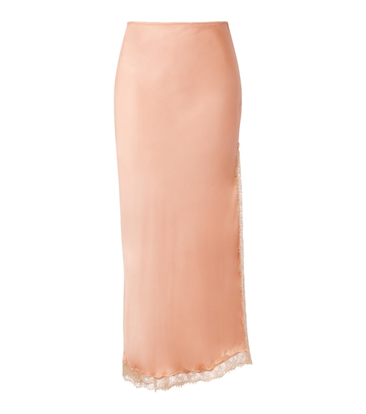 Photo: Poupette St Barth Lace-trimmed satin midi skirt