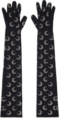 Marine Serre Black Recycled Moon Strass Jersey Long Gloves