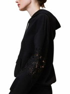 Lace Sleeve Hoodie Sweater TwinSet