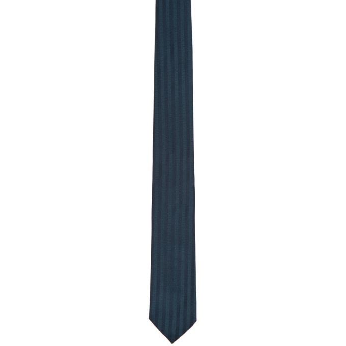 Photo: Dries Van Noten Navy Tonal Stripe Tie