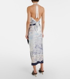 Ferragamo Printed silk wrap skirt