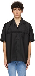 4SDESIGNS Black Braided Combo Short Sleeve Shirt