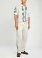 DRÔLE DE Monsieur Brode Patterned-intarsia Cotton-knit Polo Shirt Cream