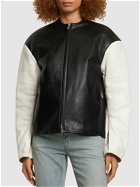 JIL SANDER - Embossed Logo Leather Biker Jacket