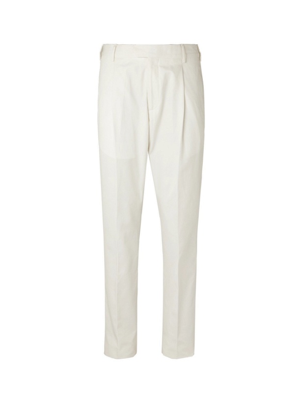 Photo: Caruso - Tapered Pleated Cotton-Twill Trousers - Neutrals