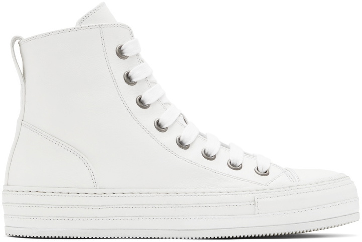 Photo: Ann Demeulemeester White Leather Raven Sneakers