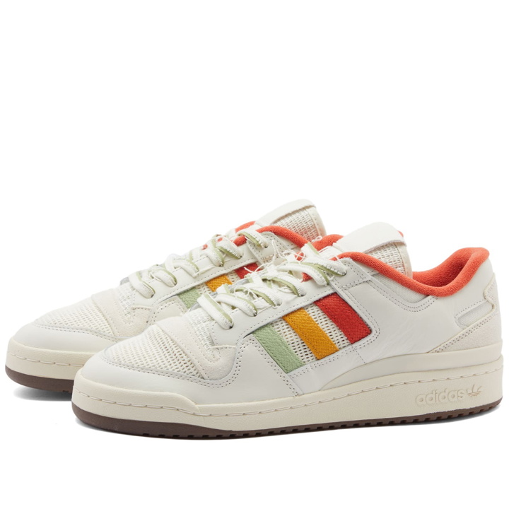 Photo: Adidas Men's Forum 84 Low CL Sneakers in Off White/Orange/Gum