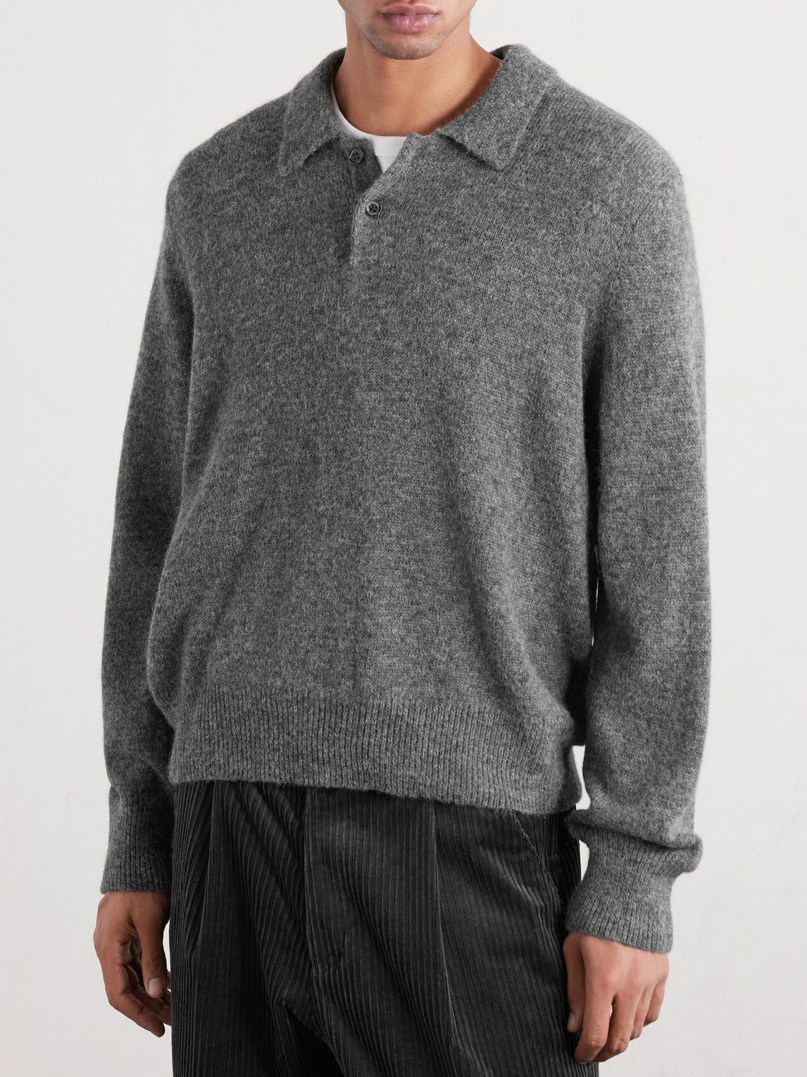 Corridor - Baby Alpaca-Blend Polo Sweater - Gray