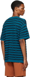 Brain Dead Blue Puckered Striped T-Shirt